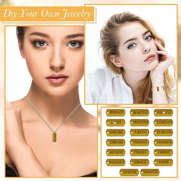 40 Pieces Word Charms Pendants Engraved Motivational Charms Pendants Jew… - Picture 6 of 12